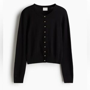 H&M Classic Black Cardigan with Gold Buttons